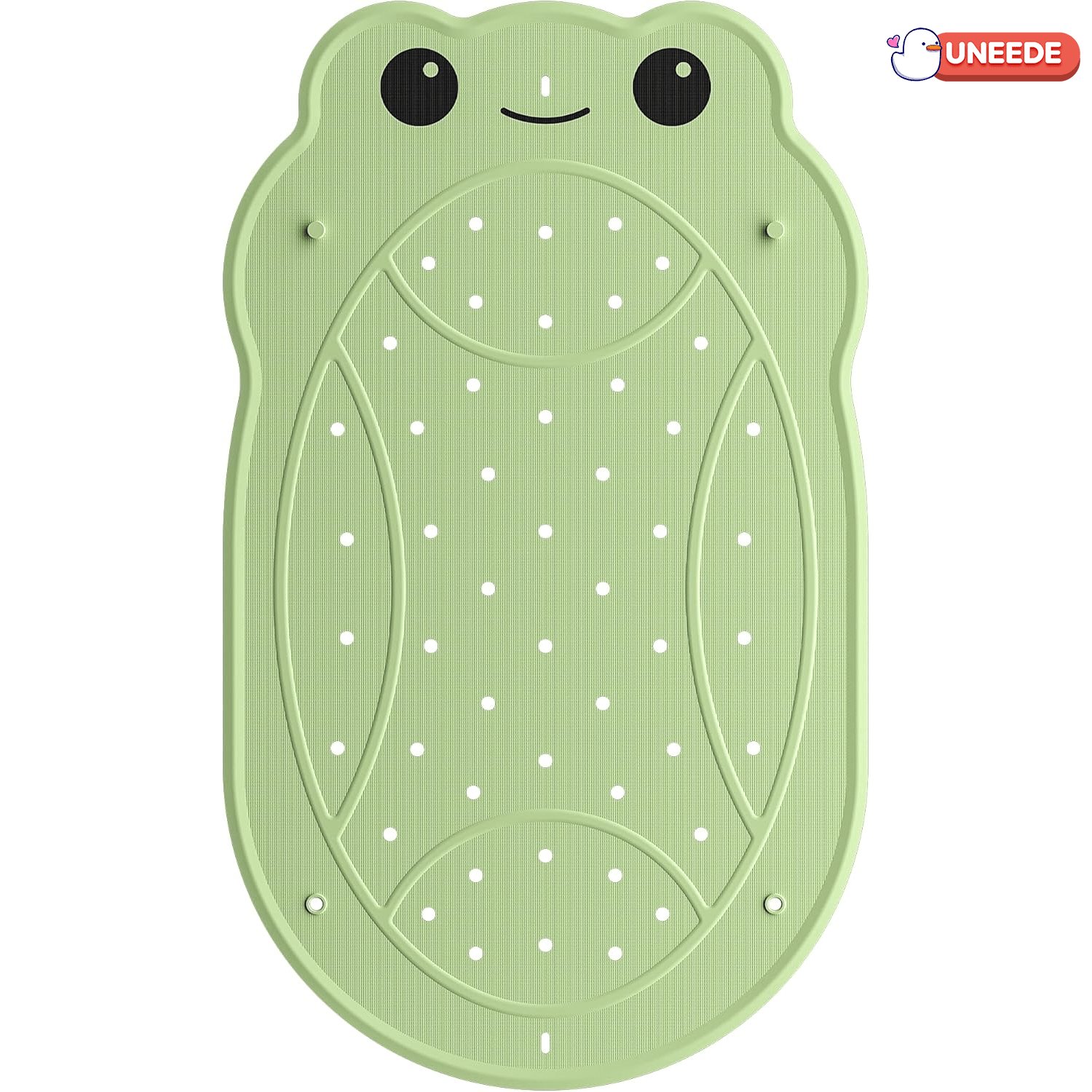 UNEEDE Green Frog Kids Bathtub Mat Non Slip Shower Mat for Toddlers, Washable Anti Slip Tub Surface, Soft Rubber Mat for Bathtub Shower, Waterproof Bathtub Essentials for Children