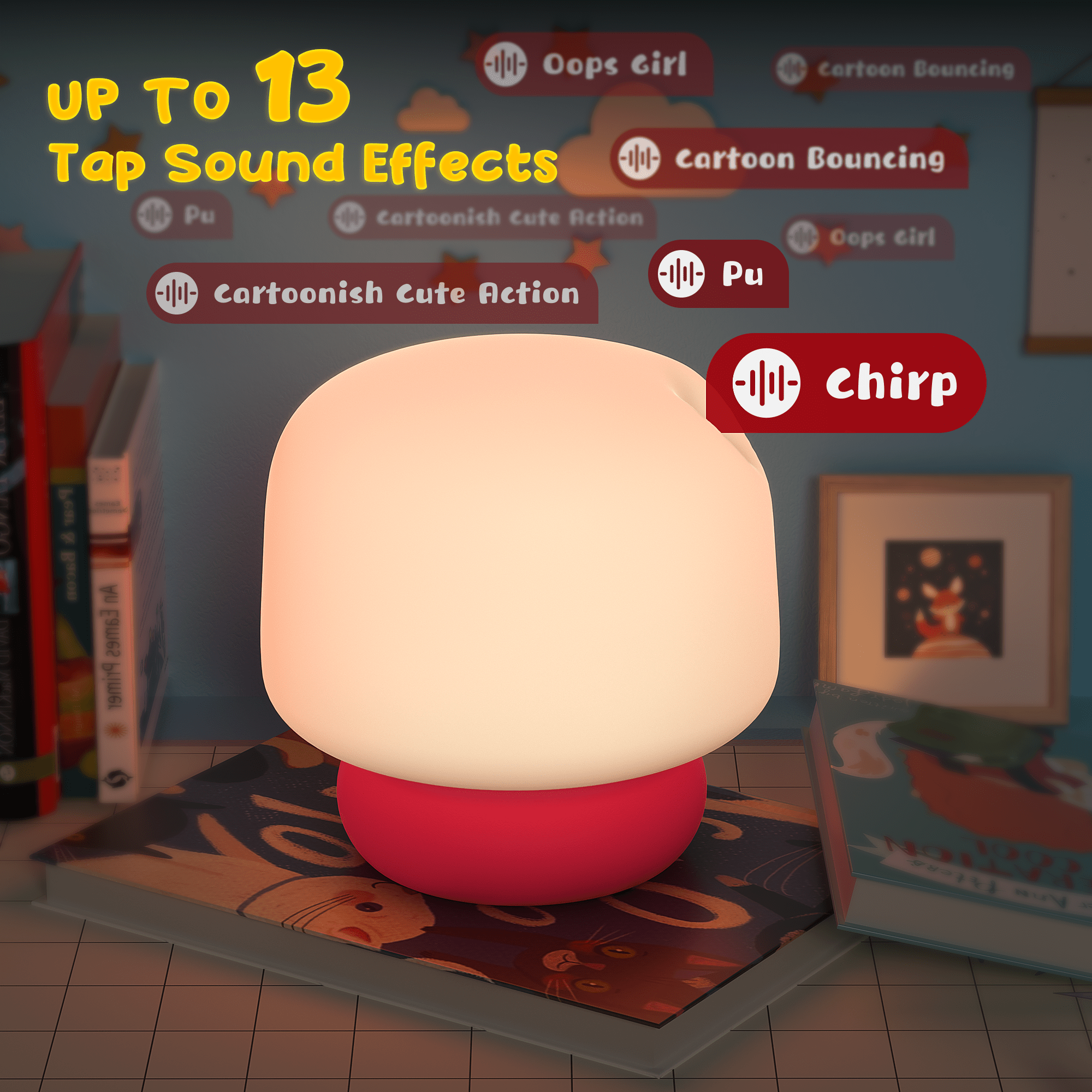 UNEEDE Mushroom Night Light Cute Mushroom Touch lamp With Cute Lnteract Sound Effects