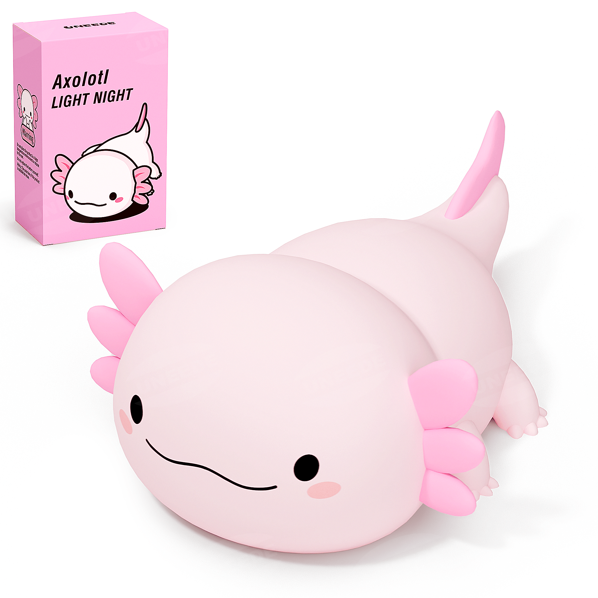 Uneede Cute Axolotl Night Light,Axolotl Light,Animal Silicone Nursery Night Lamp,Touch Control Nightlights,USB Rechargeable