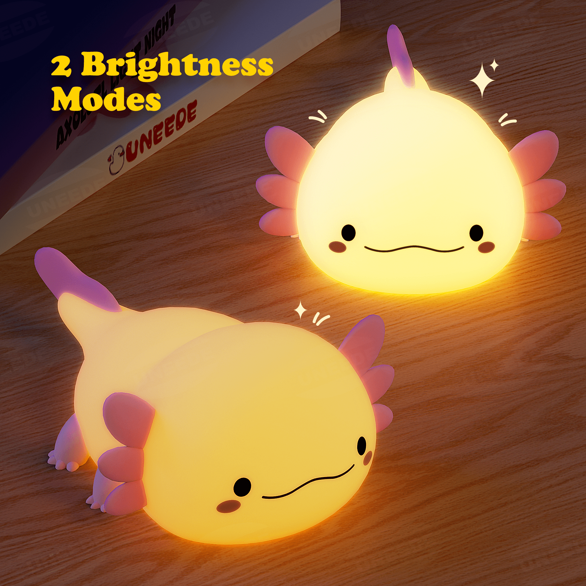 Uneede Cute Axolotl Night Light,Axolotl Light,Animal Silicone Nursery Night Lamp,Touch Control Nightlights,USB Rechargeable