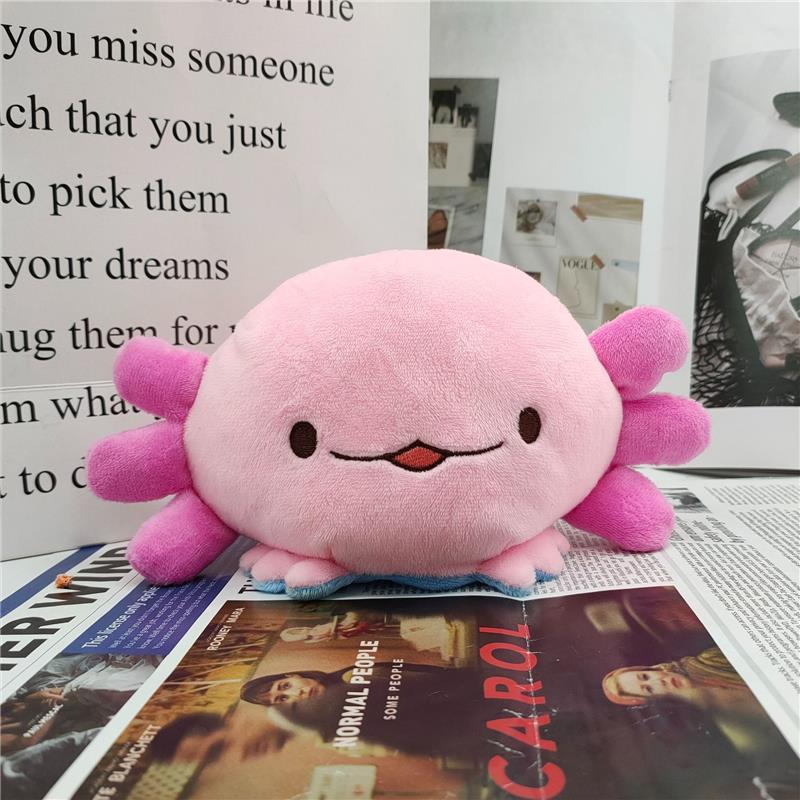 Uneede Reversible Axolotl Plushie Pink&Blue Cute Sensory Fidget Stuffed Animals That Show Your Mood 4 inch