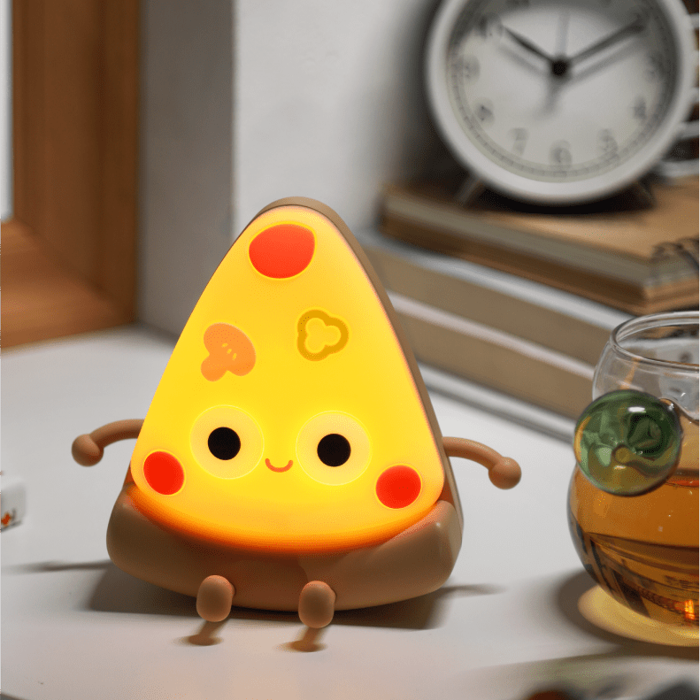 Uneede Cute Pizza Night Light Soft Silicone Pizza LED Lamp