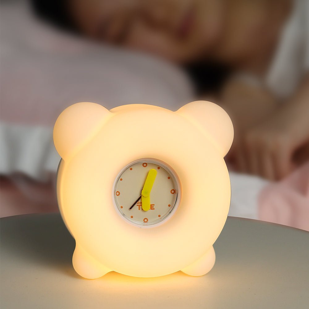 UNEEDE Alarm Clock Night Light,Dual-Function Soft Glow Alarm Clock Lamp for Modern Bedside Decor