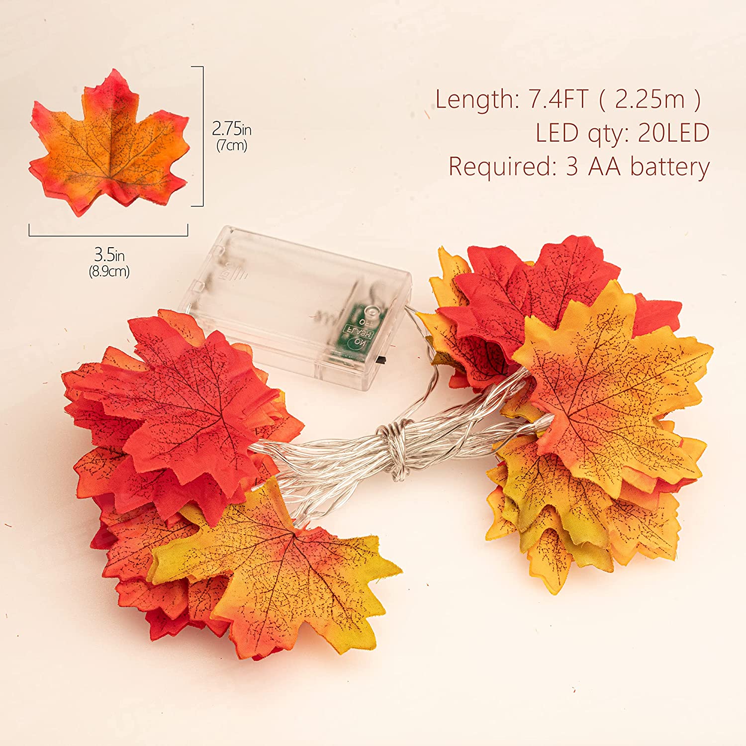 UNEEDE Fall Decor Maple Leaves String Light, Waterproof Thanksgiving Decor and Holiday Party Decor