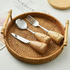 Cute smiling face cutlery set with wooden handle UNEEDE