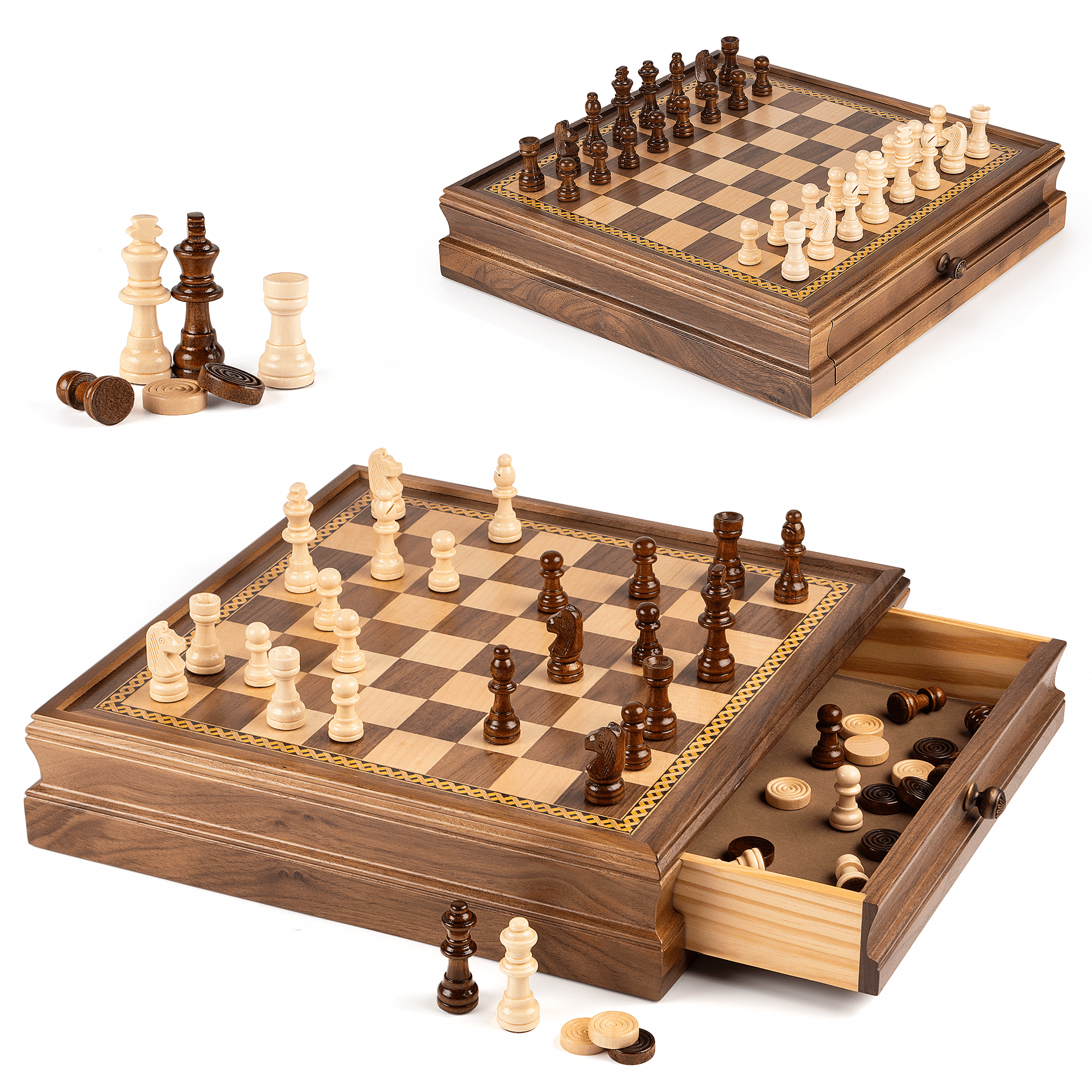 Made a chess set over the holidays with some leftover hardware and a piece  of plywood. Turned out better than I was expecting! : r/chess