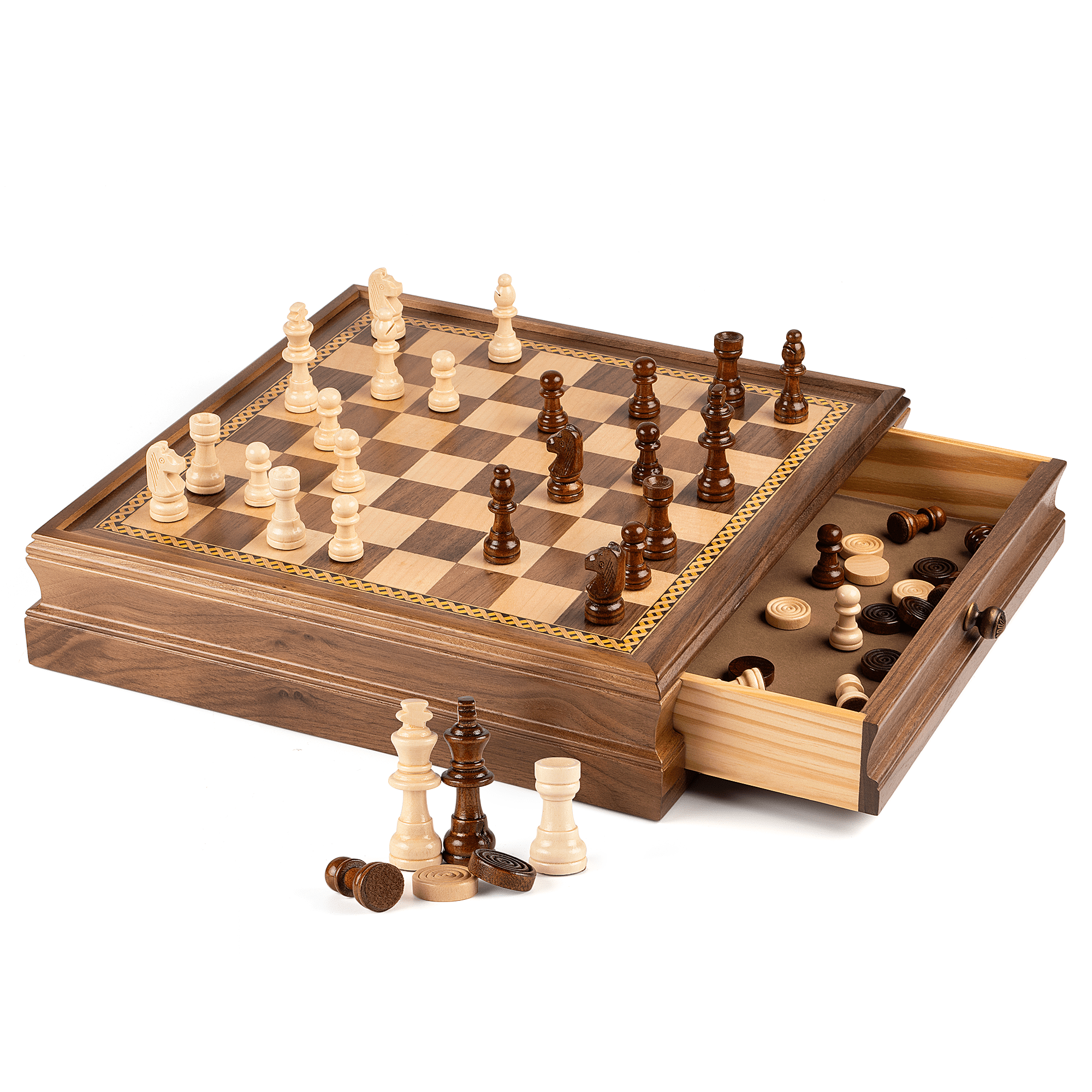 Chess Board With Folding Drawers Handmade Fancy Wooden Chess 