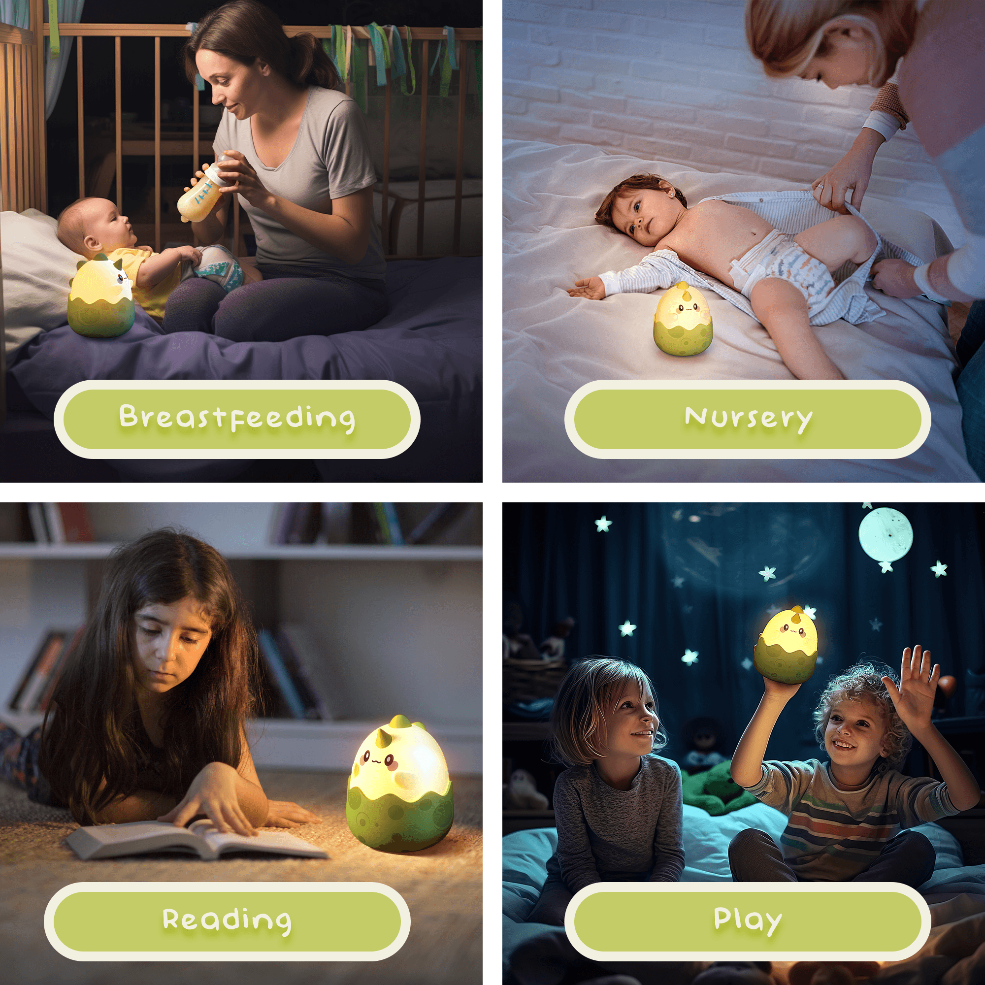 UNEEDE LED Dinosaurs Night Light,Cute Night Light for Kids, Kawaii Lamp for Bedroom Decor,Rechargeable Squishy Lamp with Touch Control for Teen Toddler Children Women Gift