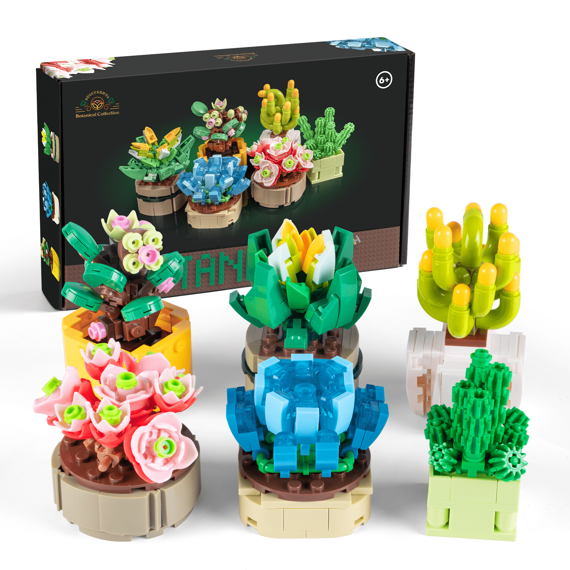 Succulents Building Sets Series, Office Decor Display, Bricks Bonsai Model DIY Gifts for Friends