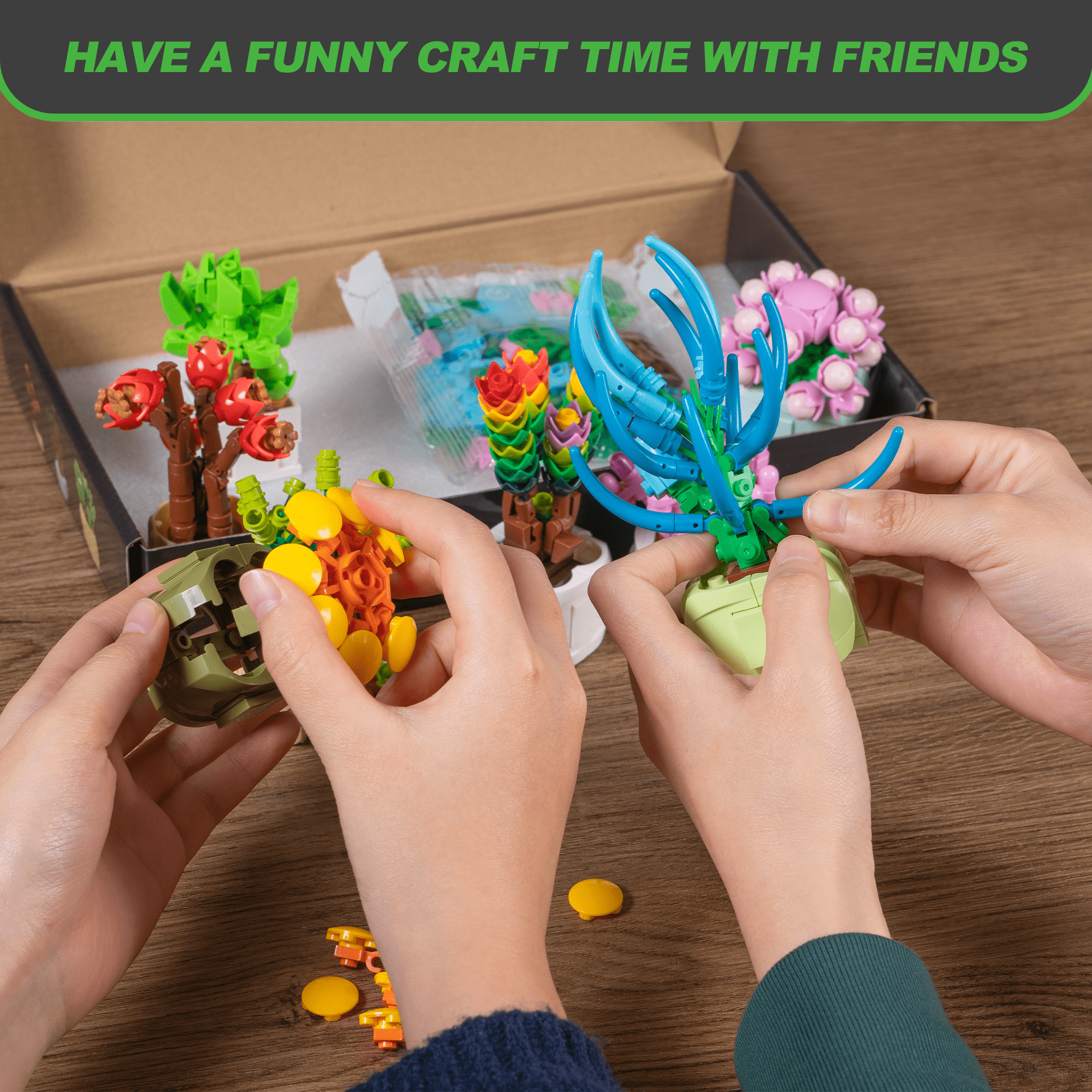 Succulents Building Sets Series, Office Decor Display, Bricks Bonsai Model DIY Gifts for Friends