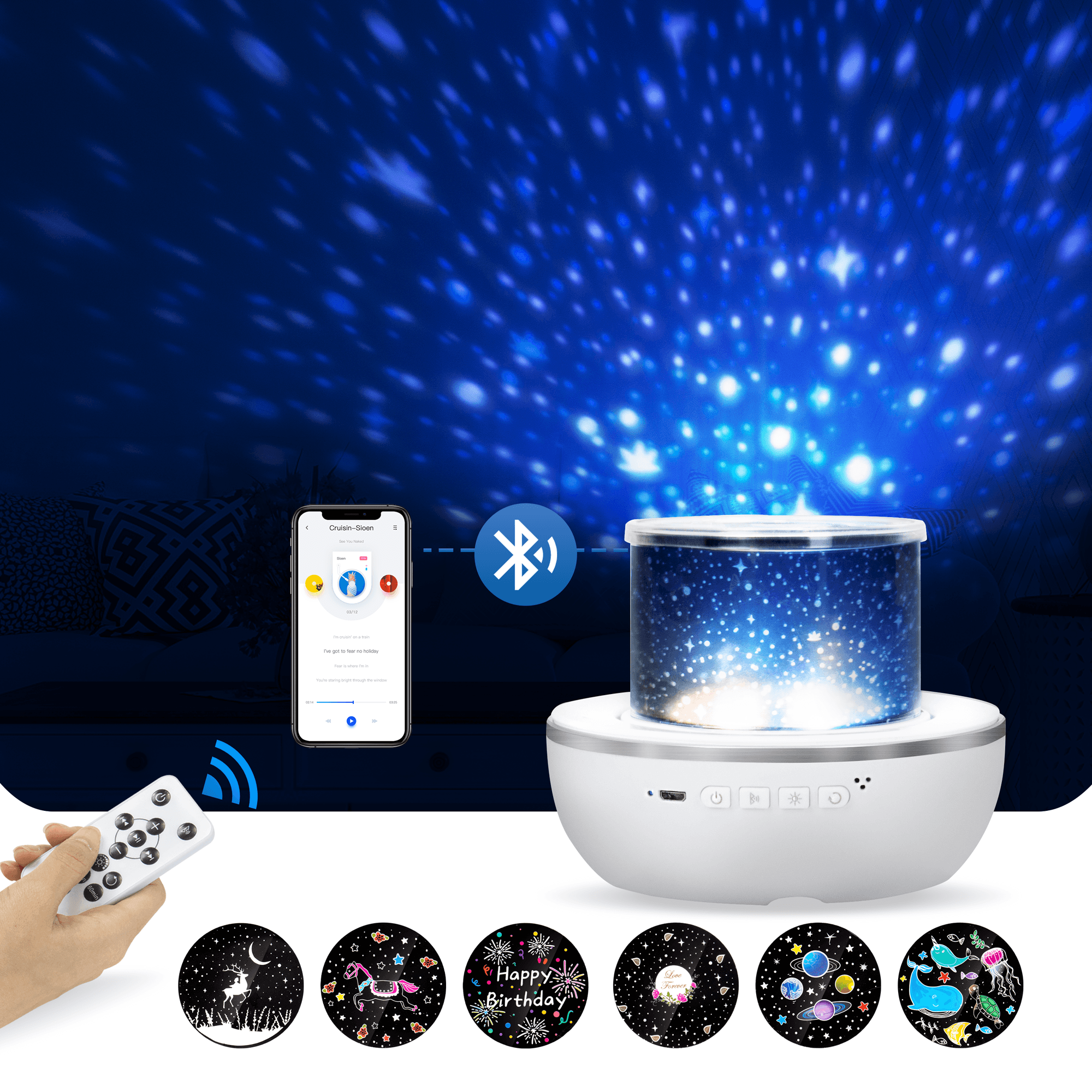 Baby Night Light Projector with Bluetooth Speaker Timer
