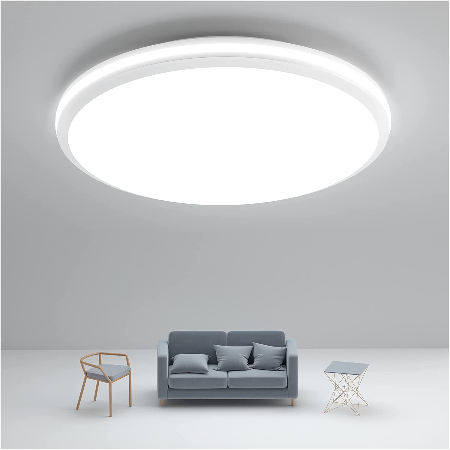 UNEEDE LED ceiling light flat round, IP54 waterproof 25W 4300LM 6500