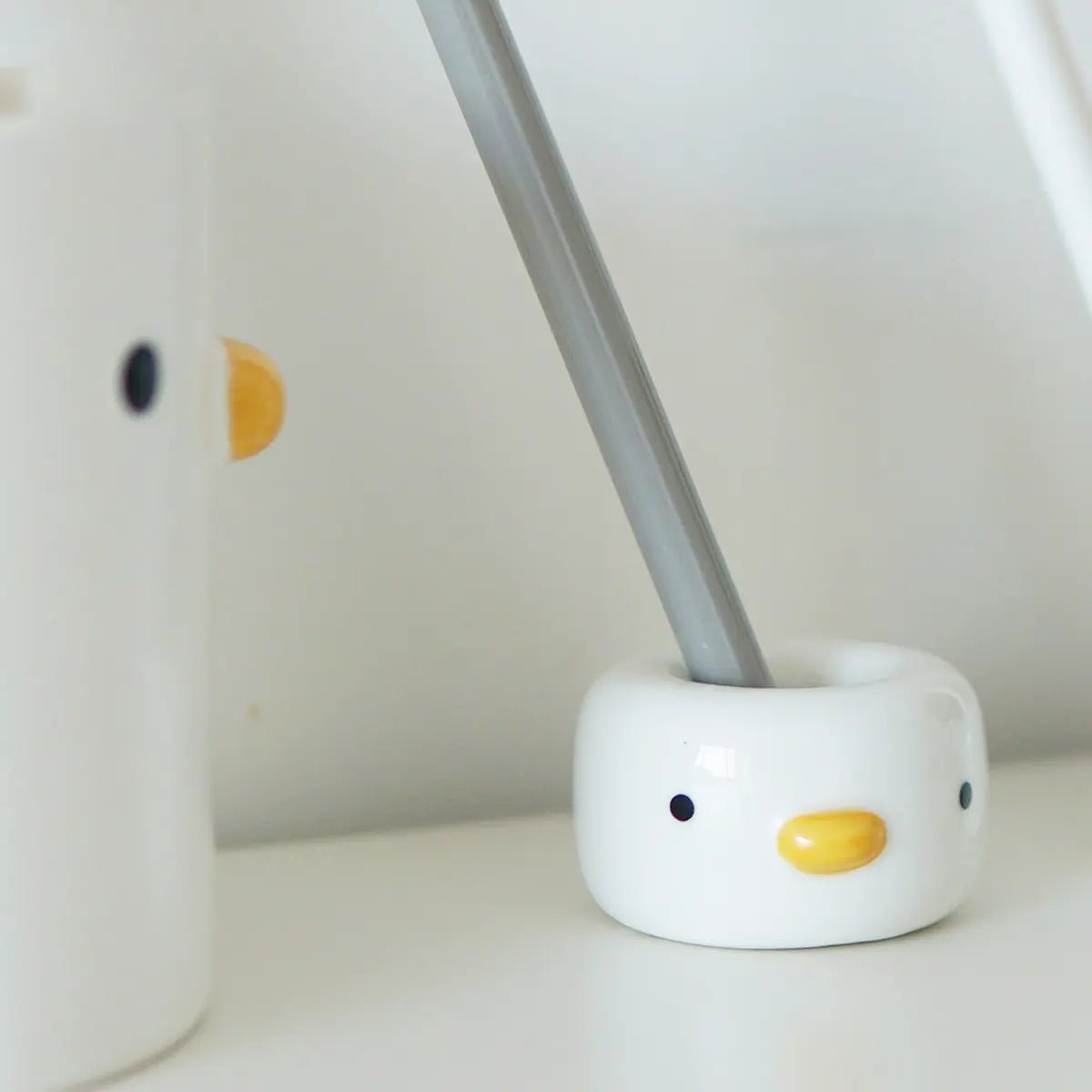 Mini Benson The Duck Ceramics Handmade Couple Toothbrush Holder Stand